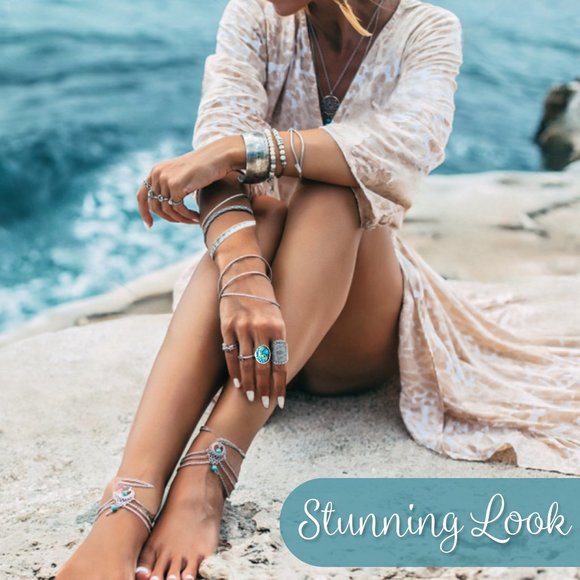 Hand Crafted Jewelry - Fabulous Turquoise Healing Ring Women's 925 Sterling Silver Statement Ring Calm